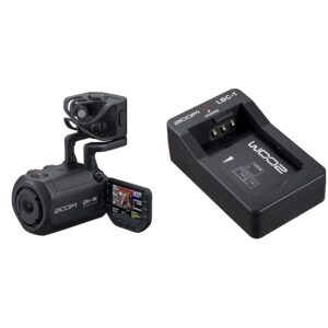 zoom q8n-4k handy video recorder, 4k uhd video, stereo microphones plus two xlr & lbc-1 li-ion battery charger, charges the zoom bt-02 and bt-03 batteries
