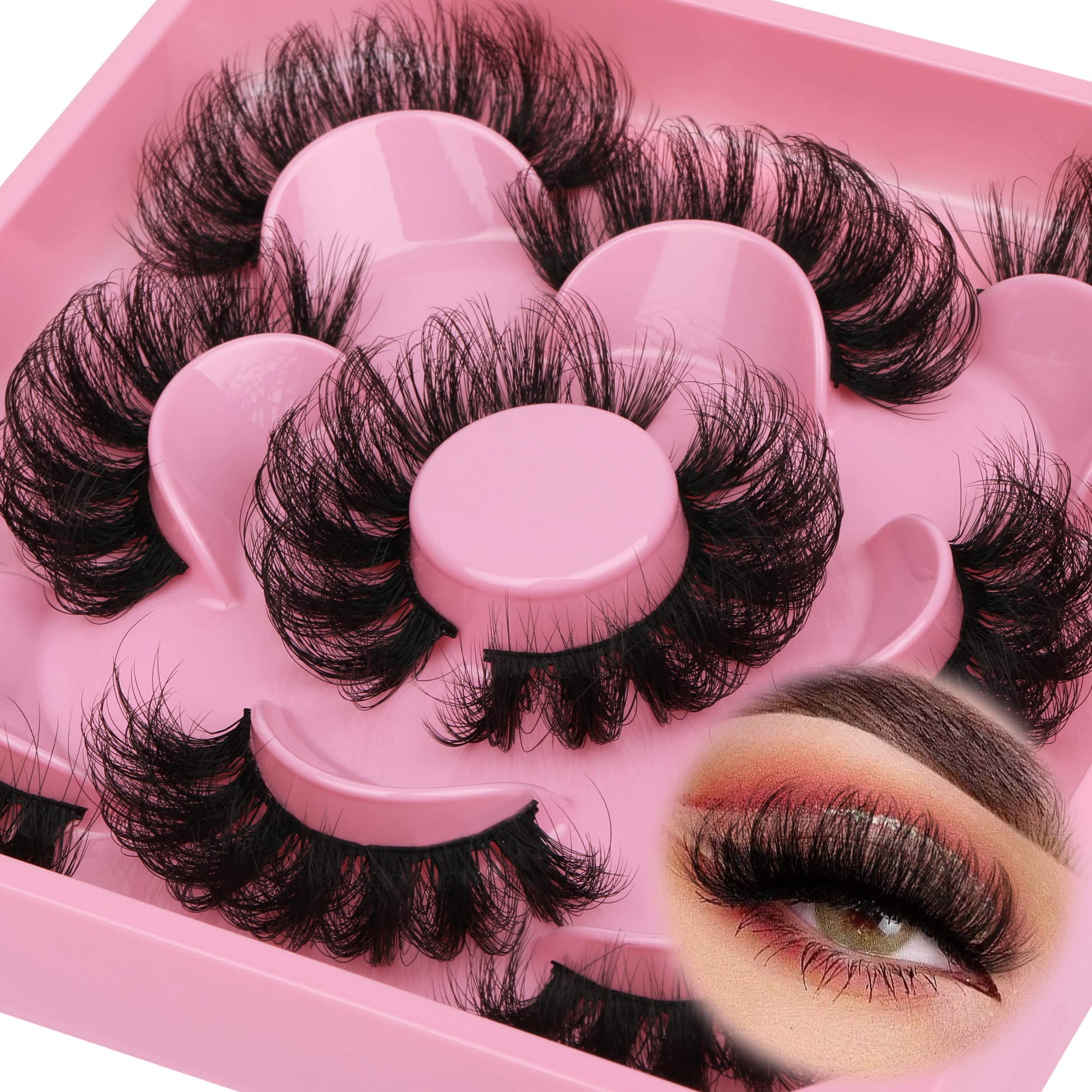 wiwoseo Lashes Mink Fluffy Dramatic False Eyelashes D Curly Faux Mink Lashes Look Like Extension 20MM Eyelashes 3D Effect Natural Volume Crossing Fake Eyelashes