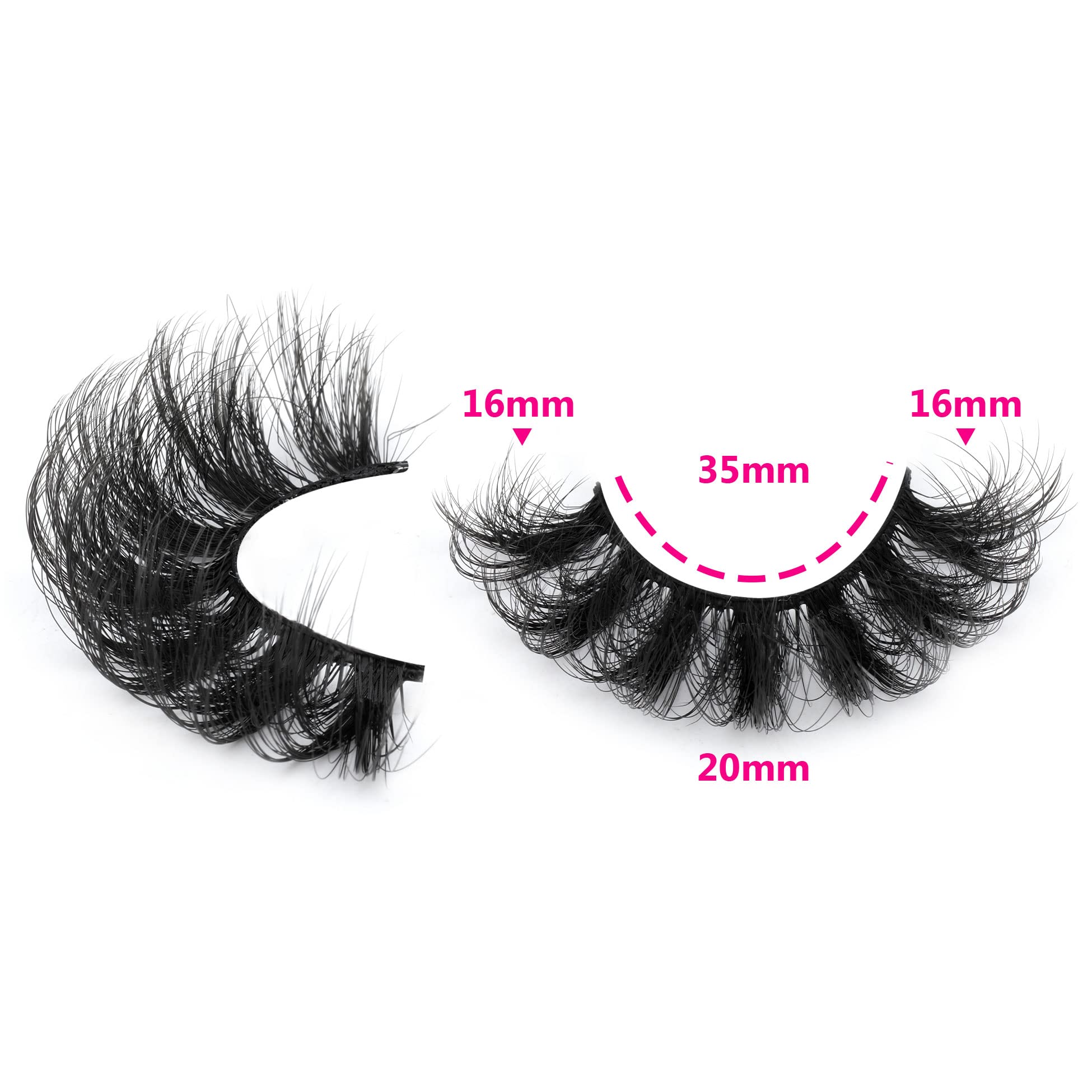 wiwoseo Lashes Mink Fluffy Dramatic False Eyelashes D Curly Faux Mink Lashes Look Like Extension 20MM Eyelashes 3D Effect Natural Volume Crossing Fake Eyelashes