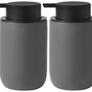 Foaming Soap Dispenser Thick Ceramic Foam Hand Soap Dispenser for Bathroom or Kitchen Sink, Liquid Pump Bottles for Hand soap, Body Wash, 2 Pack Grey