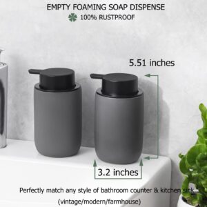 Foaming Soap Dispenser Thick Ceramic Foam Hand Soap Dispenser for Bathroom or Kitchen Sink, Liquid Pump Bottles for Hand soap, Body Wash, 2 Pack Grey