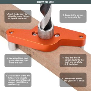 SLIIMU Floating Shelf Installation Dowel Jig Kit with 1/2 x 9.8'' Drill Bit, Mantle Straight Hole Drill Guide for Hidden Shelf Bracket, Self Centering Doweling Drill Jig for Invisible Shelf Hardware