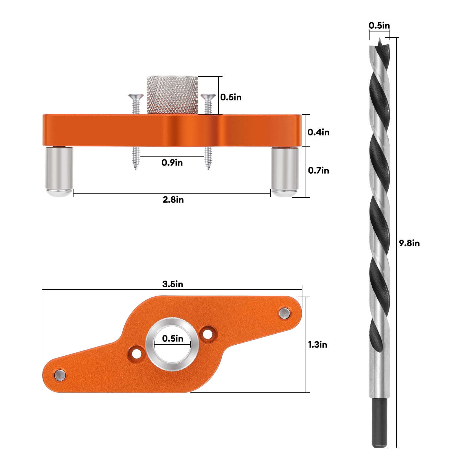 SLIIMU Floating Shelf Installation Dowel Jig Kit with 1/2 x 9.8'' Drill Bit, Mantle Straight Hole Drill Guide for Hidden Shelf Bracket, Self Centering Doweling Drill Jig for Invisible Shelf Hardware