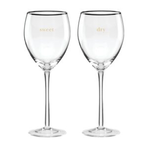kate spade new york cheers to us sweet & dry wine glasses, set of 2, 0.88, clear
