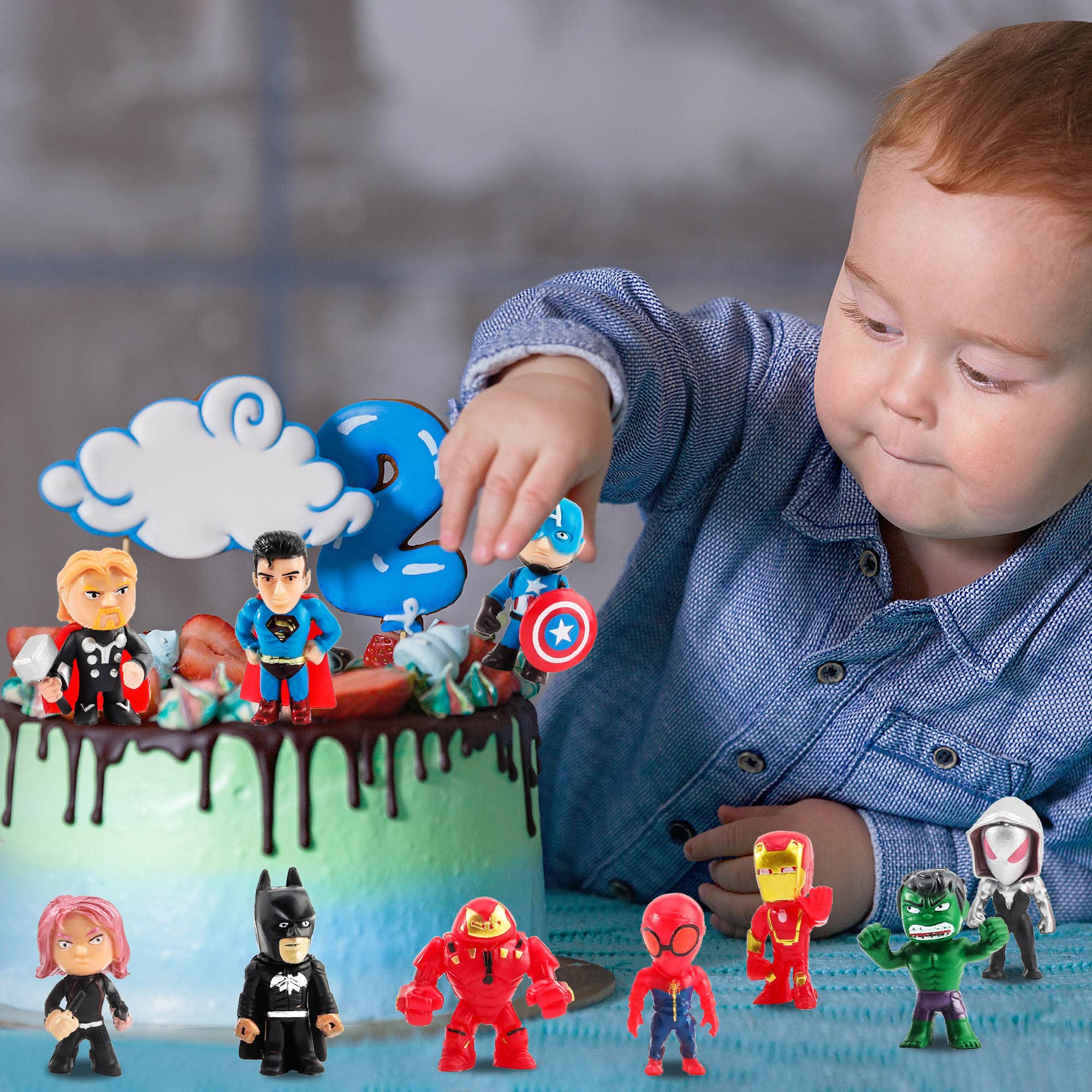 20 Pieces Hero Action Figures Sets, Mini Action Figures for Boys Toys, Birthday Party Gifts Cupcake Toppers Decoration