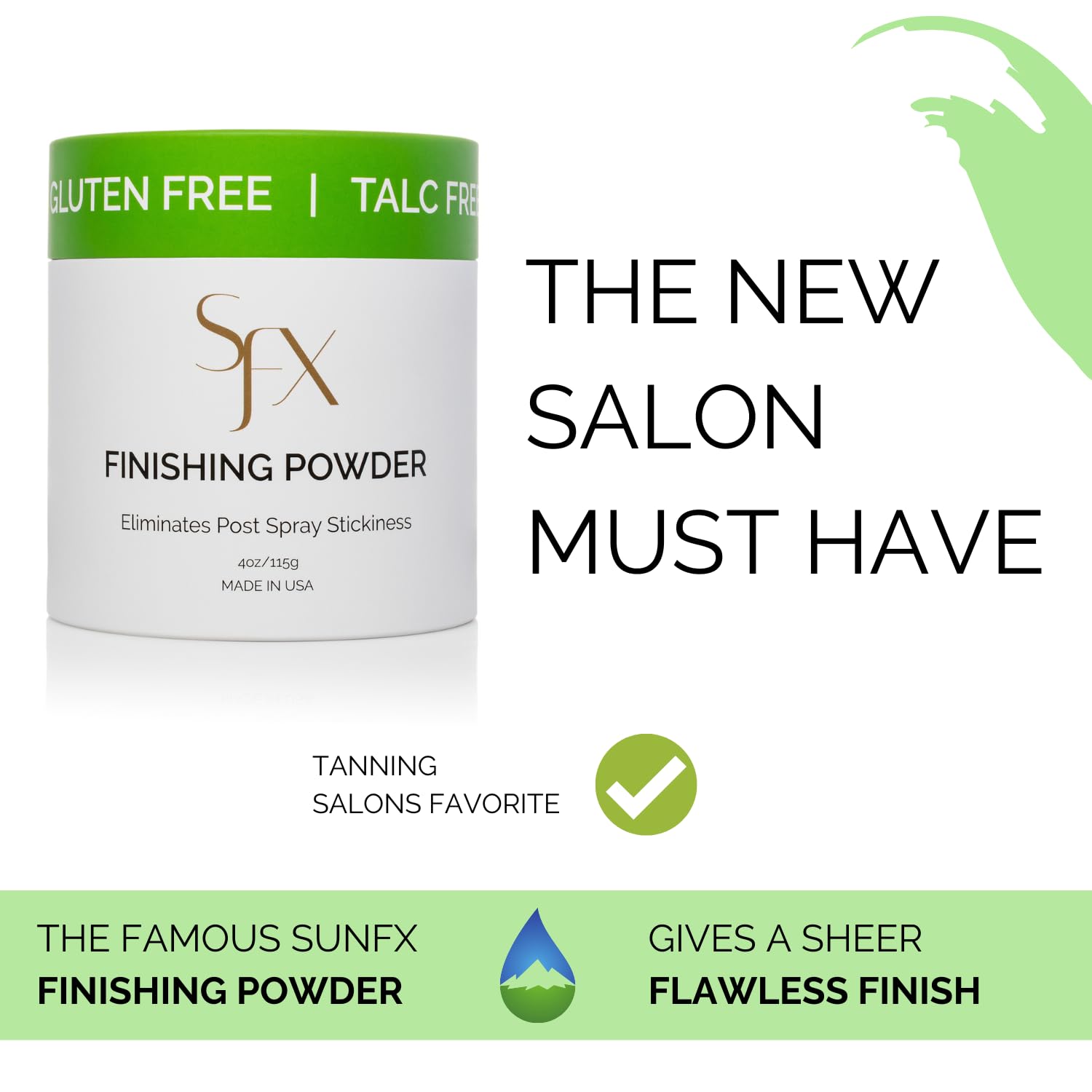 SunFX Post Spray Tan Translucent Finishing Powder | Talc Free | Sunless Tanning Setting Powder | Shimmer | Crisp & Fresh, 4.00 Ounce