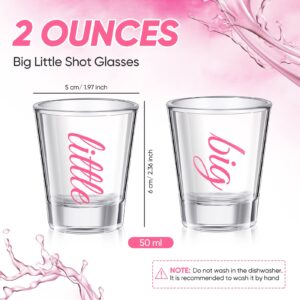 Lounsweer 2 Pcs Sorority Big Little Shot Glasses with Thick Base Big Little Sorority Gifts 2 oz Tequila Shot Glasses Mini Glass Cups Clear Shot Glass for Big Sister Little Sister Glassware(Pink)