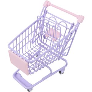 toddmomy 1pcs mini supermarket handcart,mini metal shopping cart supermarket handcart shopping utility cart storage toy holder,purple