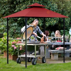 OLILAWN Grill Gazebo Replacement Canopy Roof, 5' x 8' Outdoor BBQ Gazebo Canopy Top Cover, Double Tired Grill Shelter Cover with Durable Polyester Fabric, Fit for Model L-GG001PST-F, Burgundy