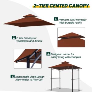 OLILAWN Grill Gazebo Replacement Canopy Roof, 5' x 8' Outdoor BBQ Gazebo Canopy Top Cover, Double Tired Grill Shelter Cover with Durable Polyester Fabric, Fit for Model L-GG001PST-F, Burgundy