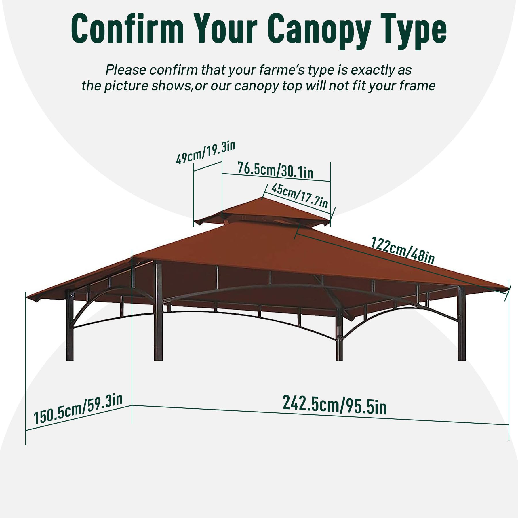 OLILAWN Grill Gazebo Replacement Canopy Roof, 5' x 8' Outdoor BBQ Gazebo Canopy Top Cover, Double Tired Grill Shelter Cover with Durable Polyester Fabric, Fit for Model L-GG001PST-F, Burgundy