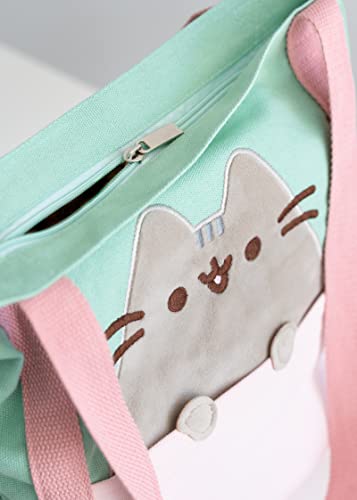 Official Pusheen Premium Cotton Tote Bag - Cotton Shopping Bag - 14x16x2 inches - Canvas Bag - Cotton Bag - Gift Bag - Pusheen Gifts - Cute Tote Bag - Pusheen Merchandise