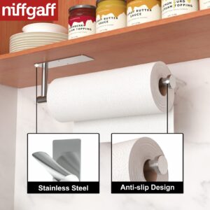 Paper Towel Holder - Self-Adhesive or Drilling, Brushed Nickel Wall Mounted Paper Towel Rack for Kitchen, SUS304 Stainless Steel Kitchen Roll Holder Under Cabinet