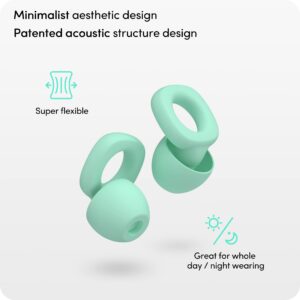 Audree Soft Ear Plugs for Noise Reduction, Reusable Flexible Earplugs for Sleep, Travelling, Focus, Study & Noise Sensitivity, 28dB Noise Cancelling, 8 Silicone Ear Tips in XS/S/M/L, Green