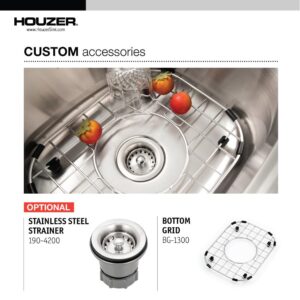 Houzer Hospitality 15 inch Stainless Steel Drop-in Topmount 2-hole Single Bowl Bar Sink with Strainer - 1515-6BS-C