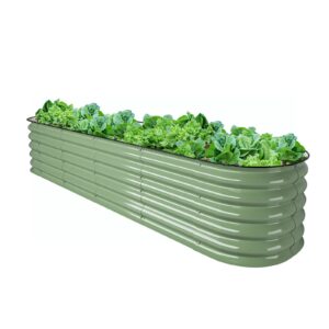 vegega. 8ft x 2ft x 1.4ft raised garden bed kit, large zinc-aluminum-magnesium coated steel metal planter box, for planting outdoor plants vegetables, green