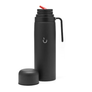 balibetov thermos for mate - vacuum insulated with double stainless steel wall - bpa free - a thermo specially designed for use with mate cup or mate gourd (black, 32 oz)