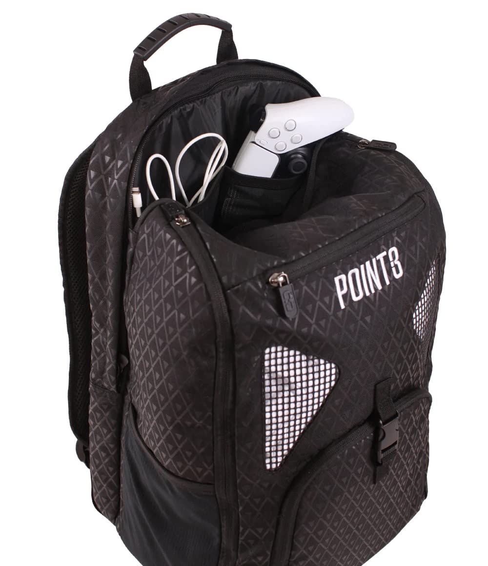POINT3 New Road Trip Tech Backpack - Basketball Backpack with Waterproof Laptop Sleeve - Every Compartment You Need for Ball, Gear, Shoes, Books & Laptops - Grey