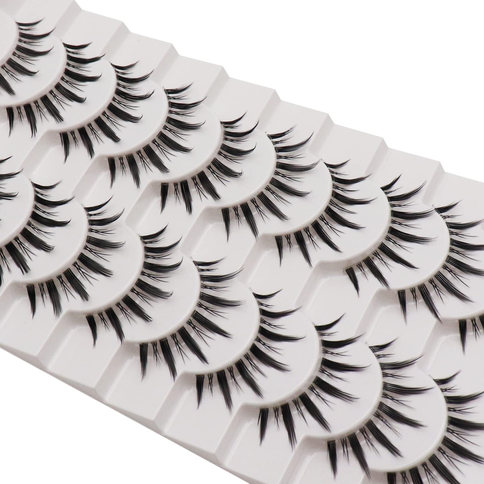 Manga Lashes, Anime Lashes Natural Look Wispy Soft Lashes Look Like Clusters 10 Pairs Pack