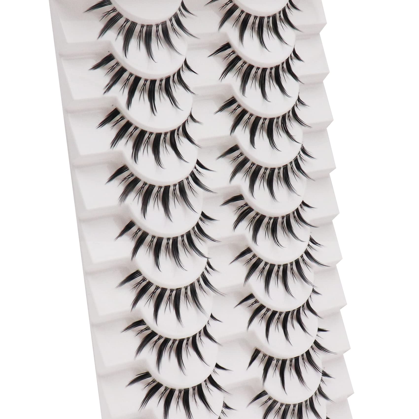 Manga Lashes, Anime Lashes Natural Look Wispy Soft Lashes Look Like Clusters 10 Pairs Pack