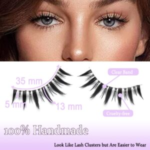 Manga Lashes, Anime Lashes Natural Look Wispy Soft Lashes Look Like Clusters 10 Pairs Pack