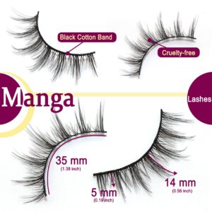 Manga Lashes, Anime Lashes Natural Look Wispy Soft Lashes Look Like Clusters 10 Pairs Pack