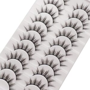 Manga Lashes, Anime Lashes Natural Look Wispy Soft Lashes Look Like Clusters 10 Pairs Pack