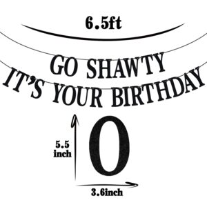 Black Glitter Go Shawty It's Your Birthday Banner, Hip Hop Birthday Party Decorations, Funny 30th/40th/50th Birthday Party Decorations