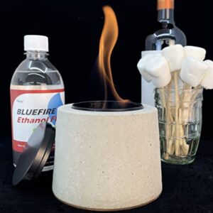 fine&clear manhattan stove tabletop fire pit - handmade bio ethanol firepit, concrete fire bowl, mini fireplace for indoor & outdoor - bio ethanol fuel stove with extinguisher lid made in usa