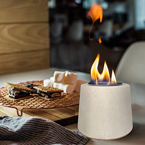 Fine&Clear Manhattan Stove Tabletop Fire Pit - Handmade Bio Ethanol Firepit, Concrete Fire Bowl, Mini Fireplace for Indoor & Outdoor - Bio Ethanol Fuel Stove with Extinguisher Lid Made in USA