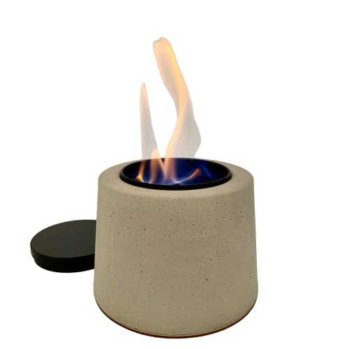 Fine&Clear Manhattan Stove Tabletop Fire Pit - Handmade Bio Ethanol Firepit, Concrete Fire Bowl, Mini Fireplace for Indoor & Outdoor - Bio Ethanol Fuel Stove with Extinguisher Lid Made in USA