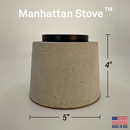 Fine&Clear Manhattan Stove Tabletop Fire Pit - Handmade Bio Ethanol Firepit, Concrete Fire Bowl, Mini Fireplace for Indoor & Outdoor - Bio Ethanol Fuel Stove with Extinguisher Lid Made in USA