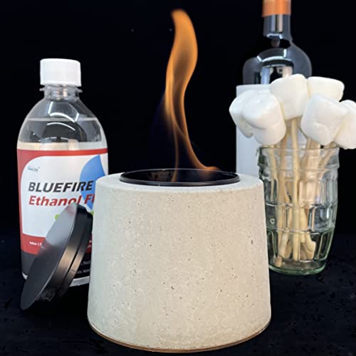 Fine&Clear Manhattan Stove Tabletop Fire Pit - Handmade Bio Ethanol Firepit, Concrete Fire Bowl, Mini Fireplace for Indoor & Outdoor - Bio Ethanol Fuel Stove with Extinguisher Lid Made in USA