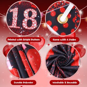 VXTRRI Red 18th Birthday Decorations for Boys Girls, Red Black Glitter 18th Birthday Banner Yard Sign and 16Pcs Red Black 18th Birthday Latex Balloons for 18th Birthday Anniversary Party Supplies