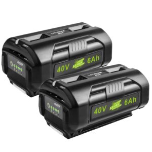 futurebatt [2pack] high capacity 6.0 ah! 40 volt battery for ryobi 40v power tools op4026 op40201 op4030 op4040 op4050 op4060 replace for ryobi 40v batteries