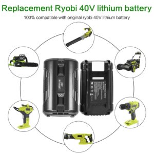 Futurebatt [2Pack] HIGH Capacity 6.0 Ah! 40 Volt Battery for RYOBI 40V Power Tools OP4026 OP40201 OP4030 OP4040 OP4050 OP4060 Replace for RYOBI 40V Batteries