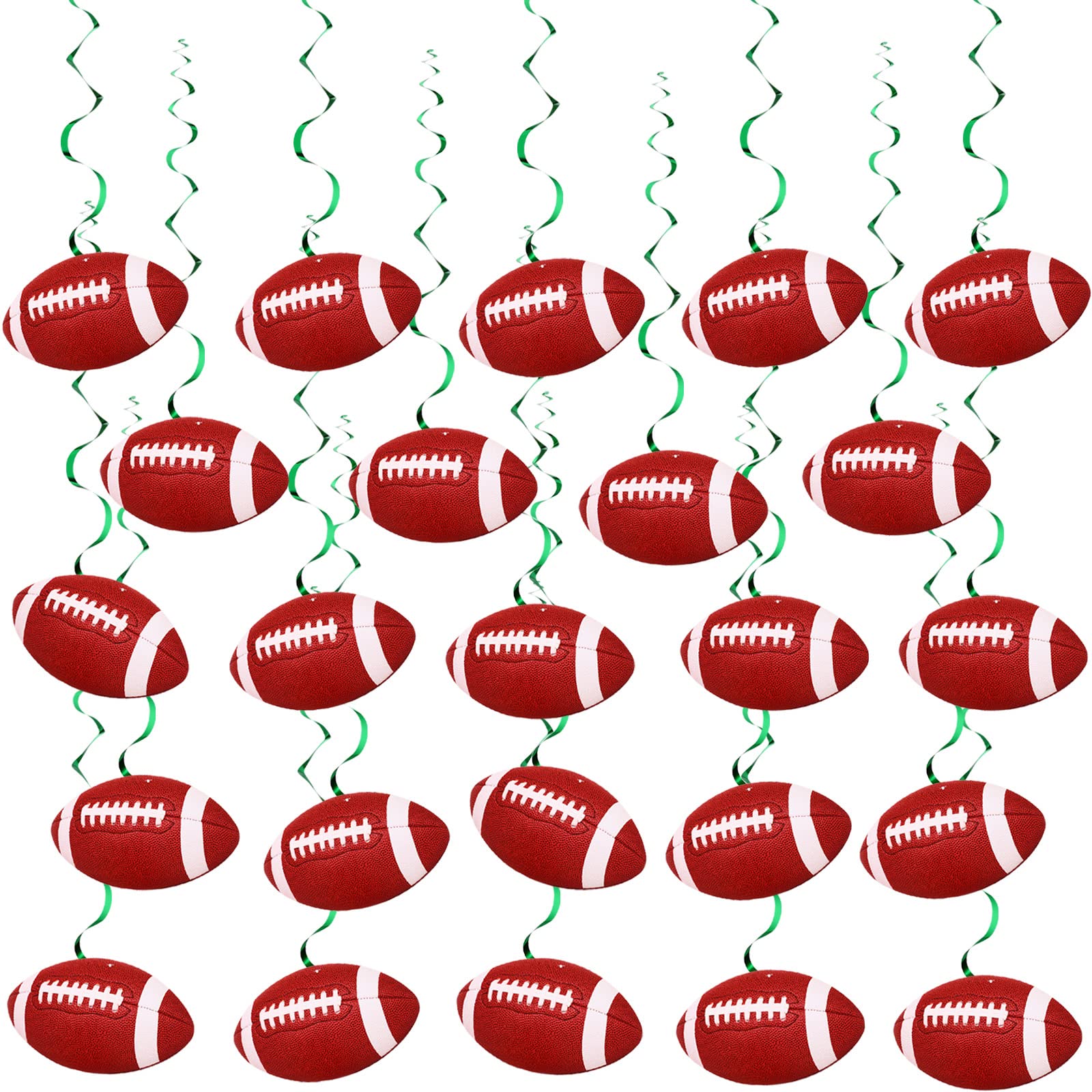 24 Pieces 7.9 Inch Football Party Decorations Football Hanging Swirls Football Party Supplies Sports Whirls for Football Bowl Game Day Football Fans Club Birthday Themed Home Decorations(Football)