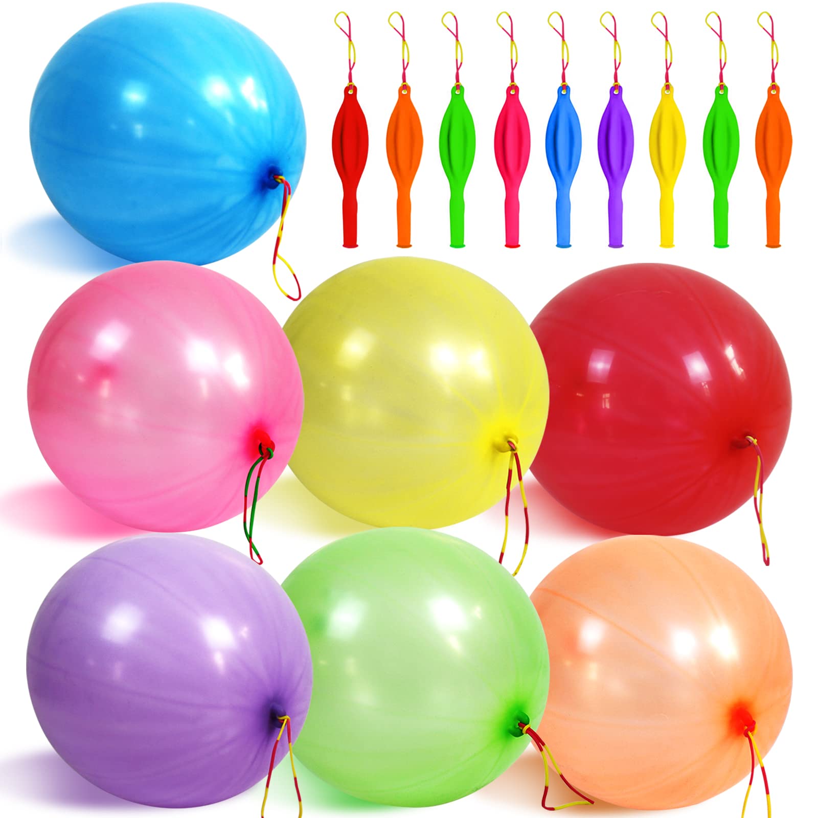 LEEZZIZZ 30Pcs Punch Balloons, Thickened Neon Punching Balloon Heavy Duty Birthday Party Favors for Kids Weddings Supply