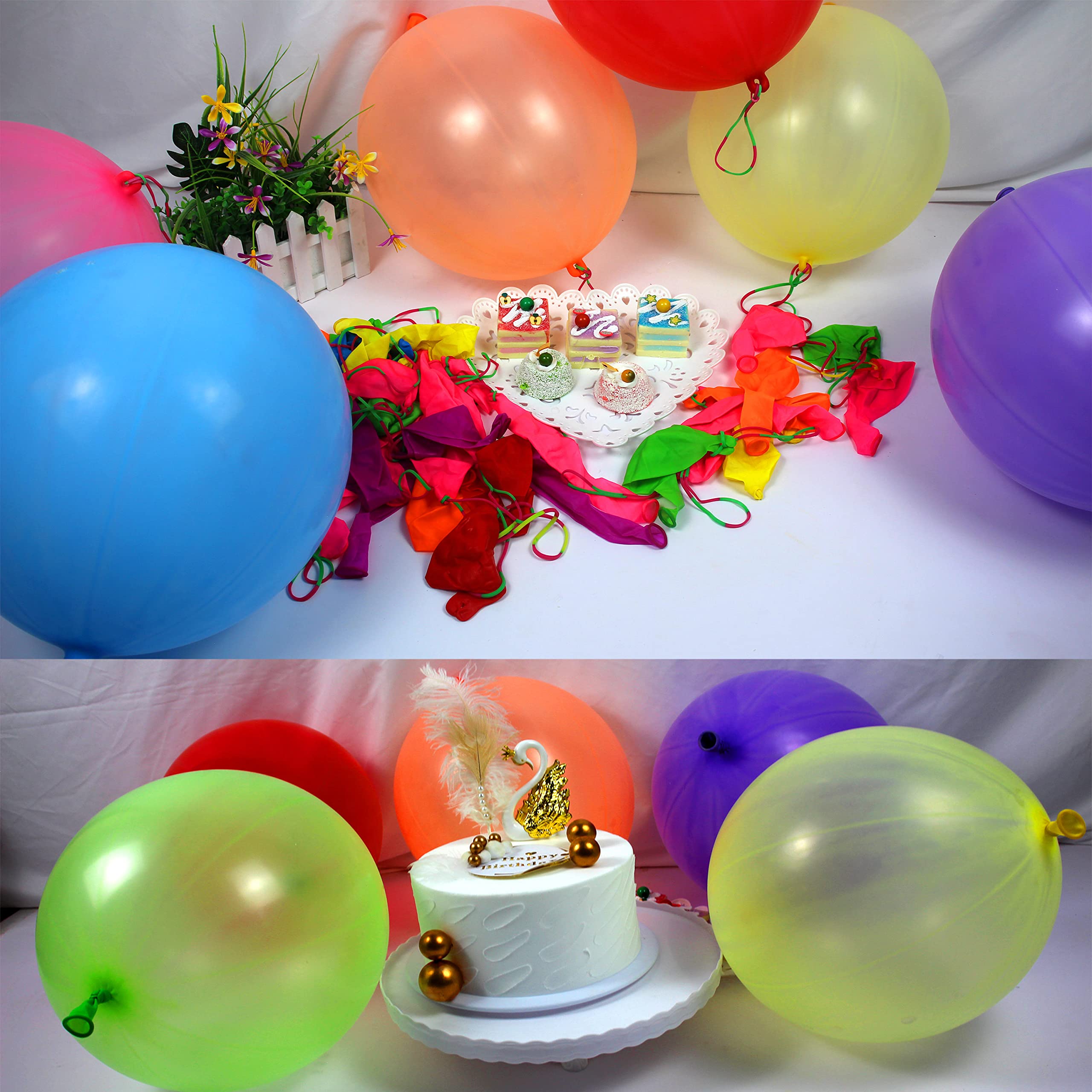 LEEZZIZZ 30Pcs Punch Balloons, Thickened Neon Punching Balloon Heavy Duty Birthday Party Favors for Kids Weddings Supply