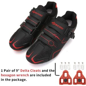 Unisex Cycling Shoes Compatible with pelaton Indoor Road Bike Shoes Riding Shoes for Men and Women Delta Cleats Clip Outdoor Pedal (Black-red, M13)