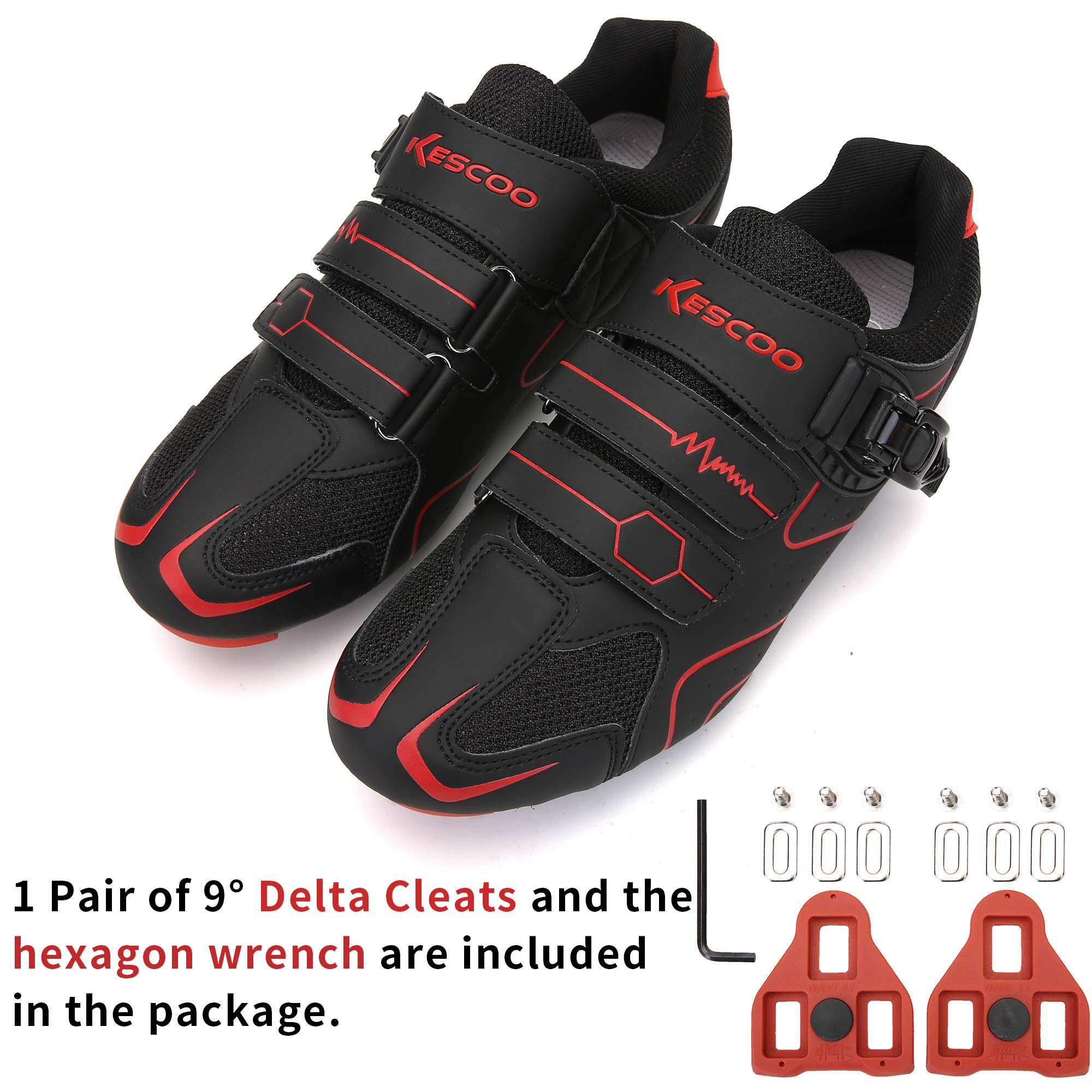 Unisex Cycling Shoes Compatible with pelaton Indoor Road Bike Shoes Riding Shoes for Men and Women Delta Cleats Clip Outdoor Pedal (Black-red, M13)