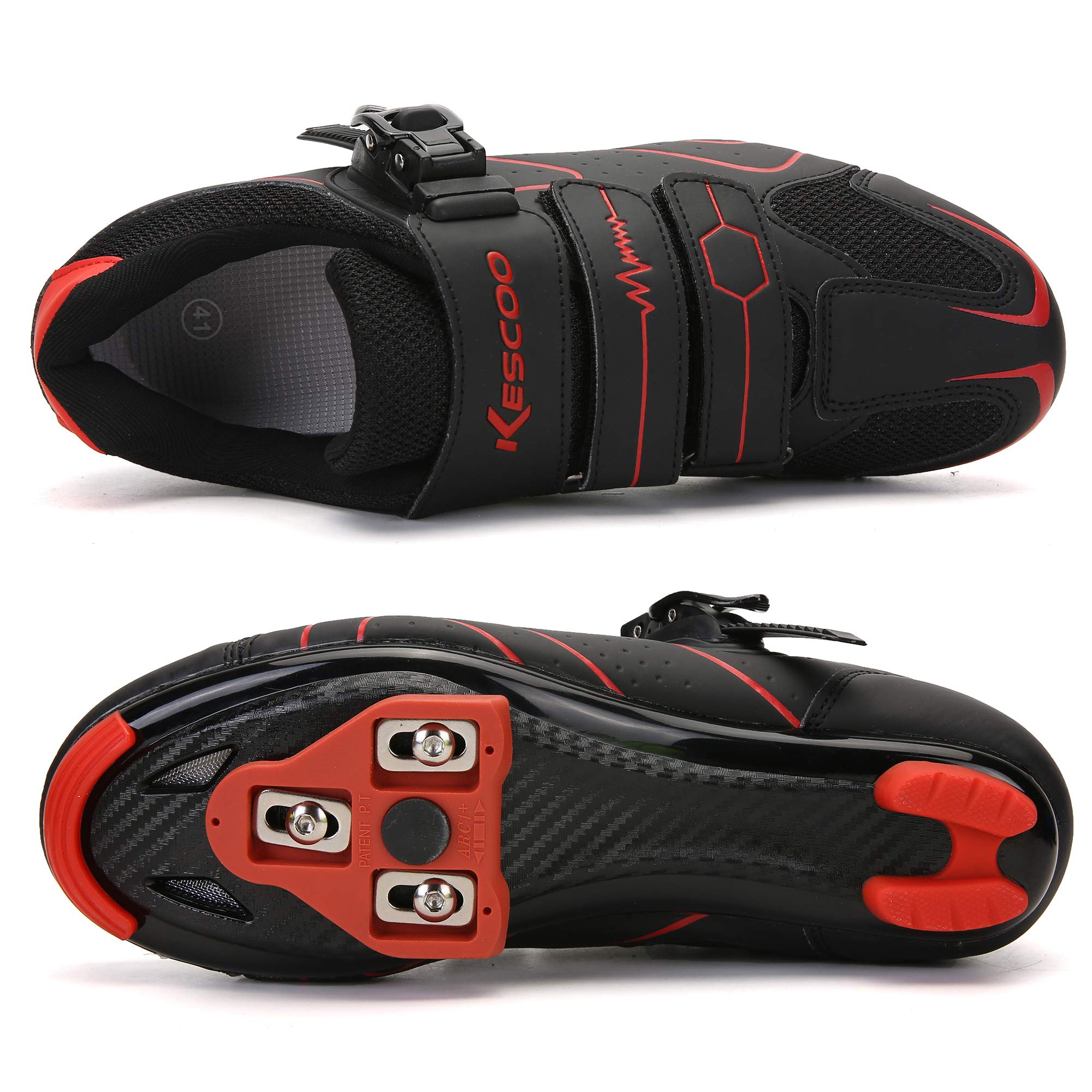 Unisex Cycling Shoes Compatible with pelaton Indoor Road Bike Shoes Riding Shoes for Men and Women Delta Cleats Clip Outdoor Pedal (Black-red, M13)