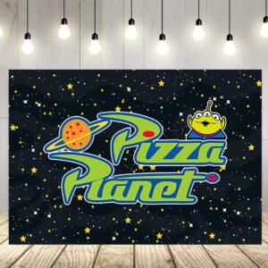 Pizza Planet Backdrop for Birthday Party Supplies Photo Backgrounds Toy Story Birthday Theme Baby Shower Banner 59x38in Yellow