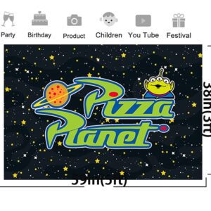 Pizza Planet Backdrop for Birthday Party Supplies Photo Backgrounds Toy Story Birthday Theme Baby Shower Banner 59x38in Yellow