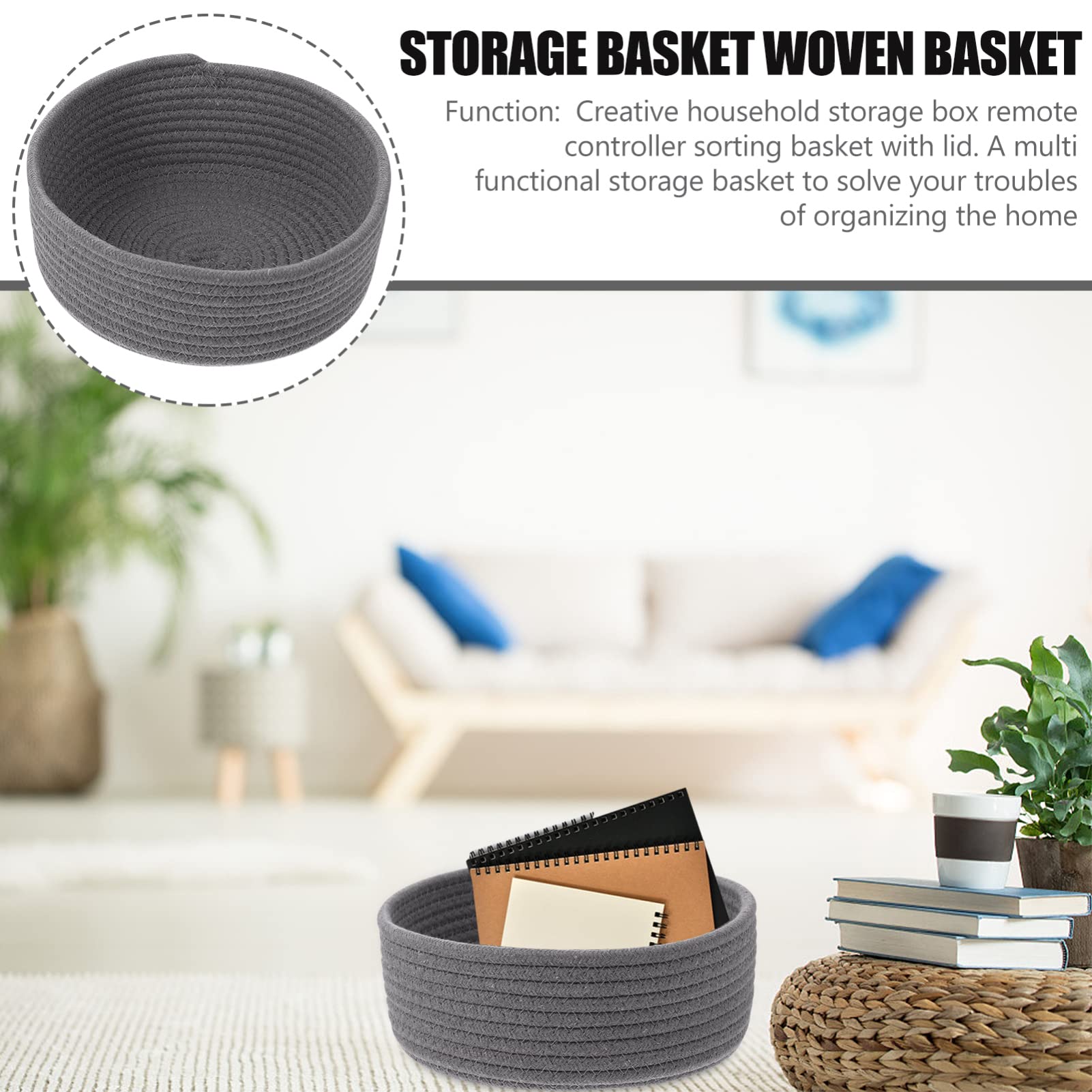 FOMIYES Plant Basket Storage Basket Woven Basket Office Rattan Bathroom Basket Cotton Rope Small Cotton Rope Basket