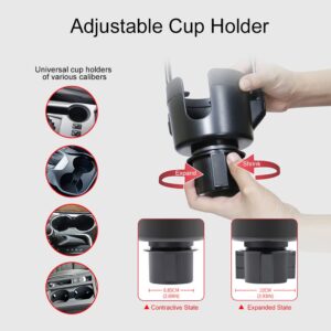 JINKEY Dual Cup Phone Holder for Car, 360°Rotatable Car Phone Mount Adjustable Gooseneck Cell Phone Cup Holder Universal Fits for Most 4"-6.7" i-Phone Cell Phone Automobile Cradles