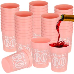 nuenen 40 pack 40th 50th 60th 70th birthday cups birthday stadium cups birthday decorations for men birthday party favors rose gold party cups for birthday decorations party favors, 8 oz (60th)