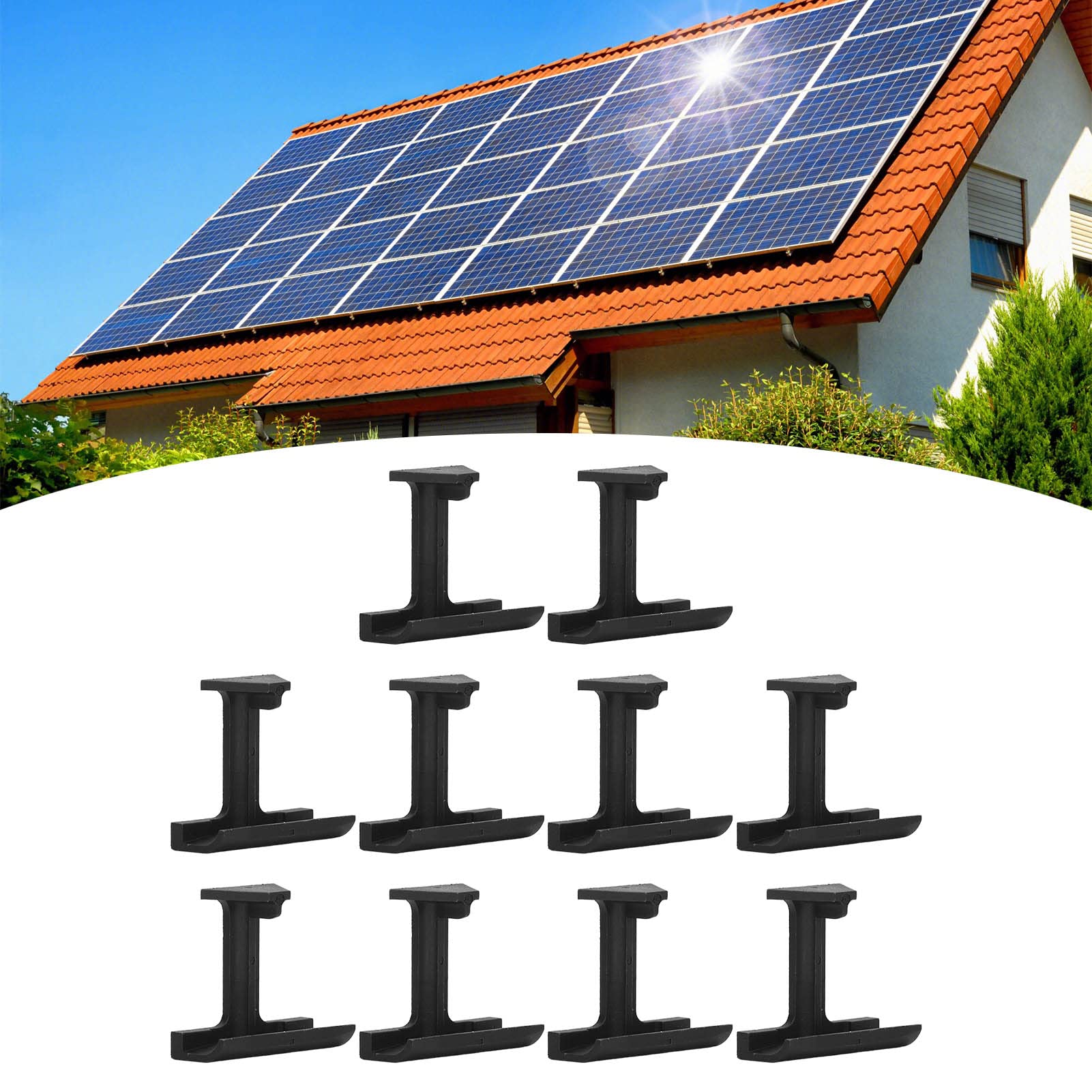 10PCS PV Panel Water Guide Clamp Photovoltaic Module Water Guide Drainage Clip Mud Remover Solar Panel Along The Drainage (4cm)