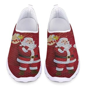 upetstory christmas santa claus sneakers for women teen girls slip on walking shoes runing jogging shoes comfortable active athletic tennis trainers outdoor sports beach loafer xmas gifts