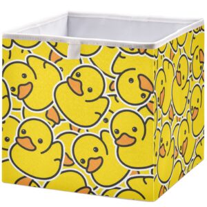 visesunny closet baskets cute yellow duck cartoon animal storage bins fabric baskets for organizing shelves foldable storage cube bins for clothes, toys, baby toiletry, office supply